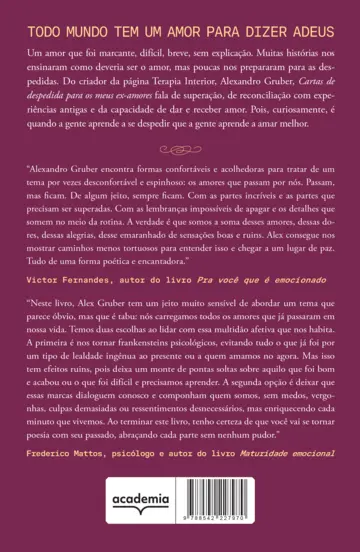 Contracapa Cartas de despedida para os meus ex-amores
