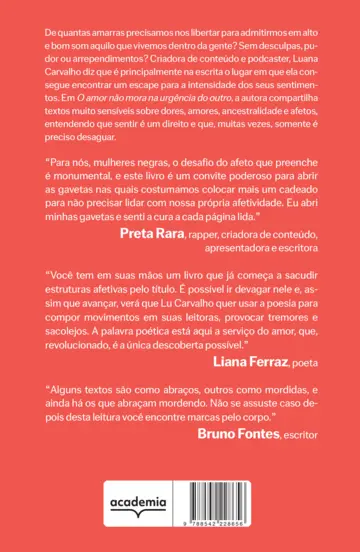 Contracapa O amor não mora na urgência do outro